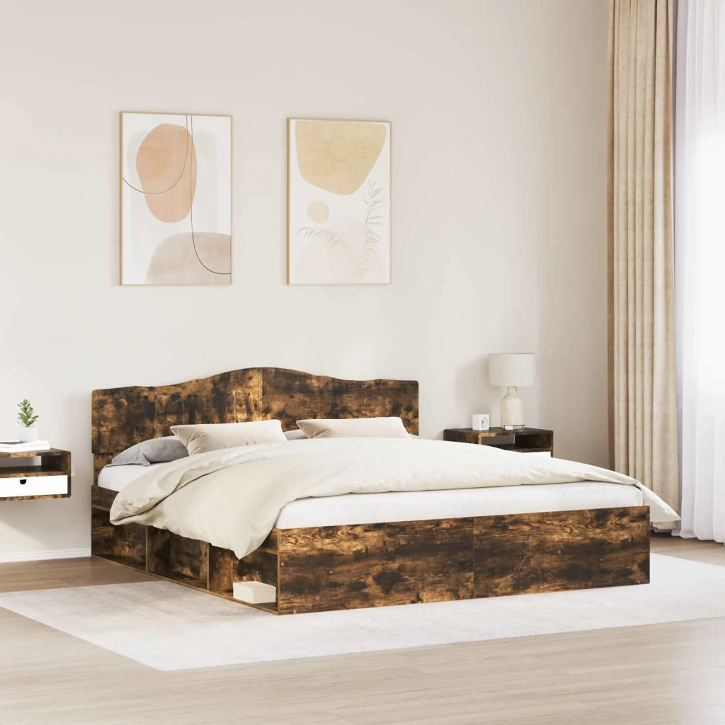 Struttura del letto Rovere fumé 180 x 200 cm Pino massello 3412866