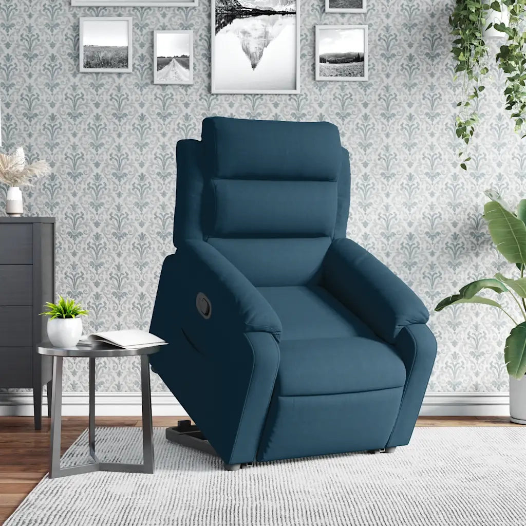 Poltrona Alzapersona Reclinabile Blu in Velluto 3205102