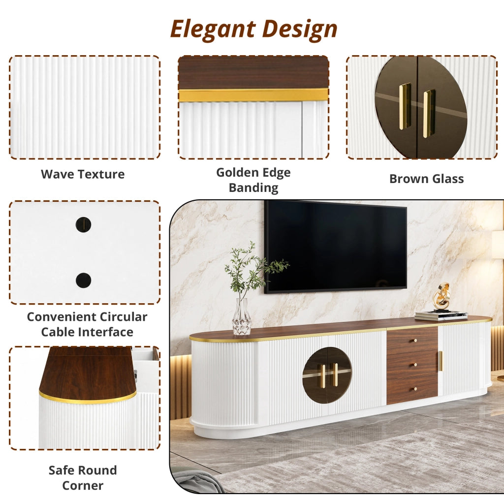 Mobile TV con 3 cassetti e 3 ante 180x40x46 cm in MDF bianco