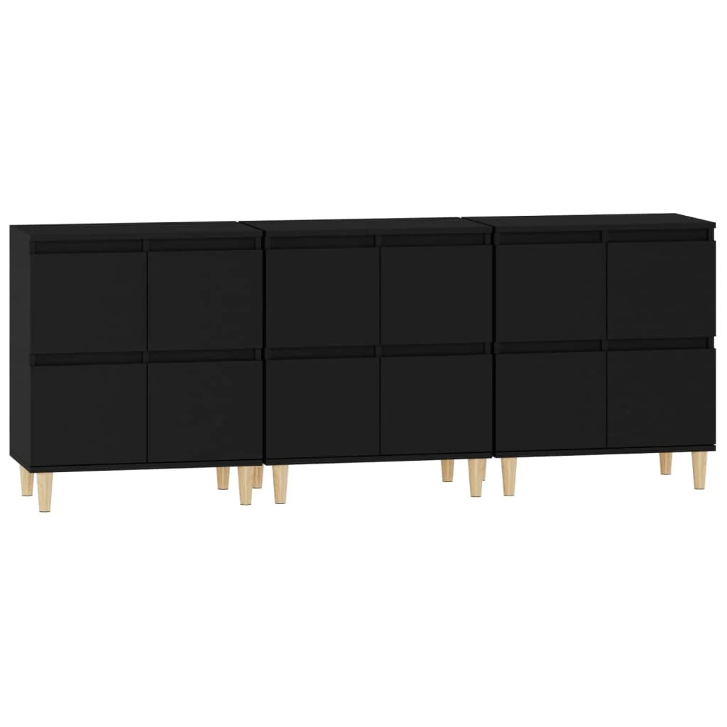 Buffet credenza cassettiera armadio mobile contenitore organizer per cucina soggiorno salotto 3 pezzi 60 x 35 x 70 cm legno ingegnerizzato nero 02_0037144
