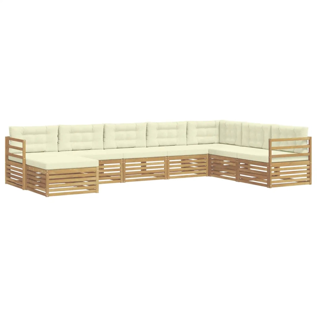 Set di divani da esterno 8 pcs Bianco e Crema Poliestere 3390945