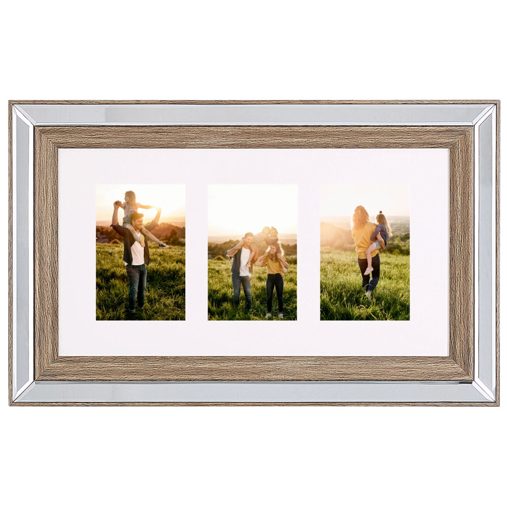 Cornice per foto in legno scuro 32 x 50 cm per 3 foto 10 x 15 cm Collage Apertura