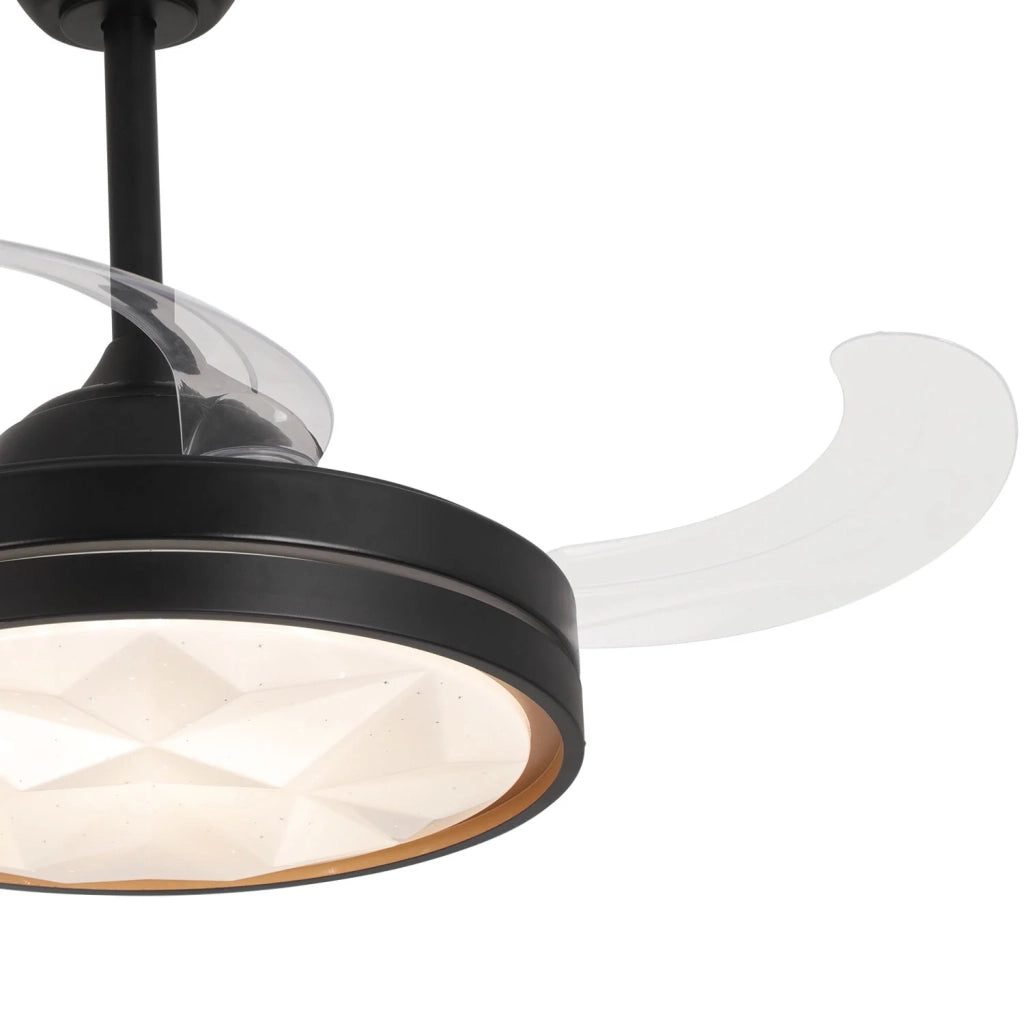 LÚZETE - VENTILATORE A SOFFITTO LED 38W REGOLABILE 4 PALE PLIABILI WELLINGTON