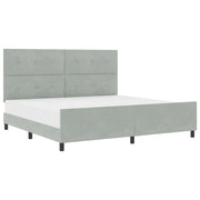 Letto matrimoniale | Letto per adulti | Letto a molle con testiera Grigio chiaro 200 x 200 cm Velluto