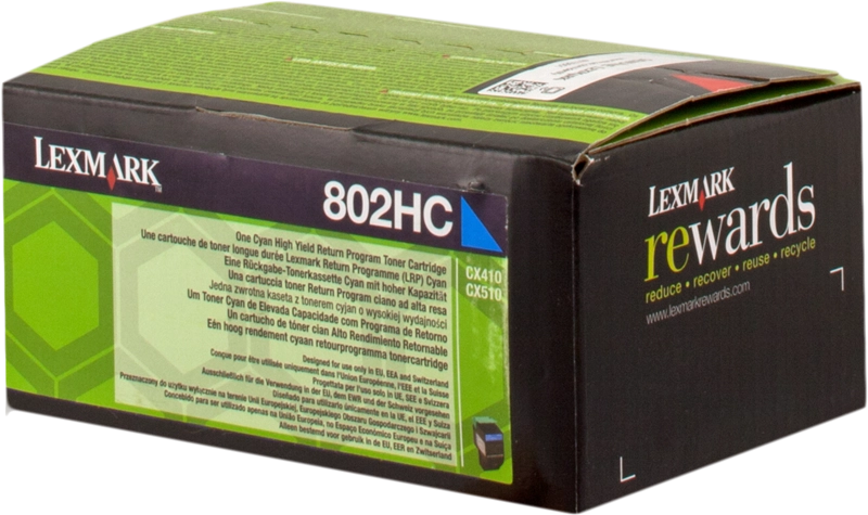 ORIGINAL Lexmark toner ciano 802HC 80C2HC0 ~3000 Seiten cartuccia di stampa riutilizzabile