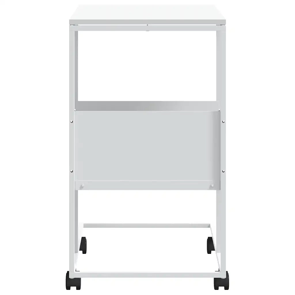 Tavolino con Ruote Bianco 55x36x63,5 cm in Legno Multistrato cod mxl 58227