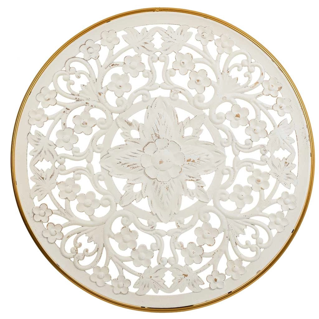 Pannello decorativo in legno intagliato bianco 87x3x87h