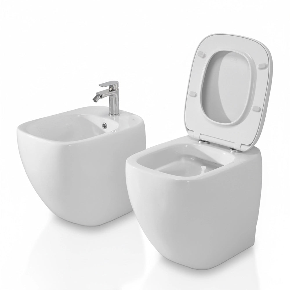 Sanitari filomuro rimless Rak Illusion con copriwater soft close
