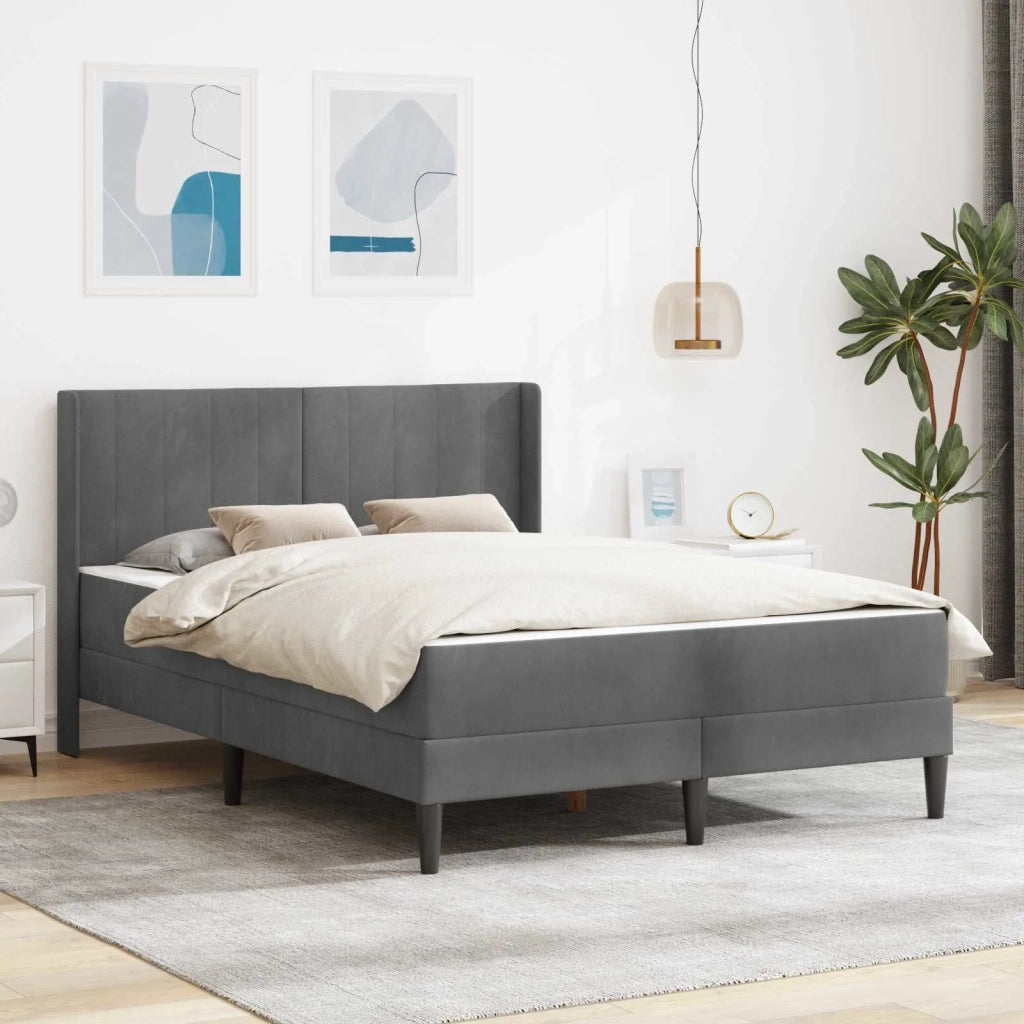 Struttura letto con materasso Grigio Scuro 140 x 190 cm Velluto 3414862