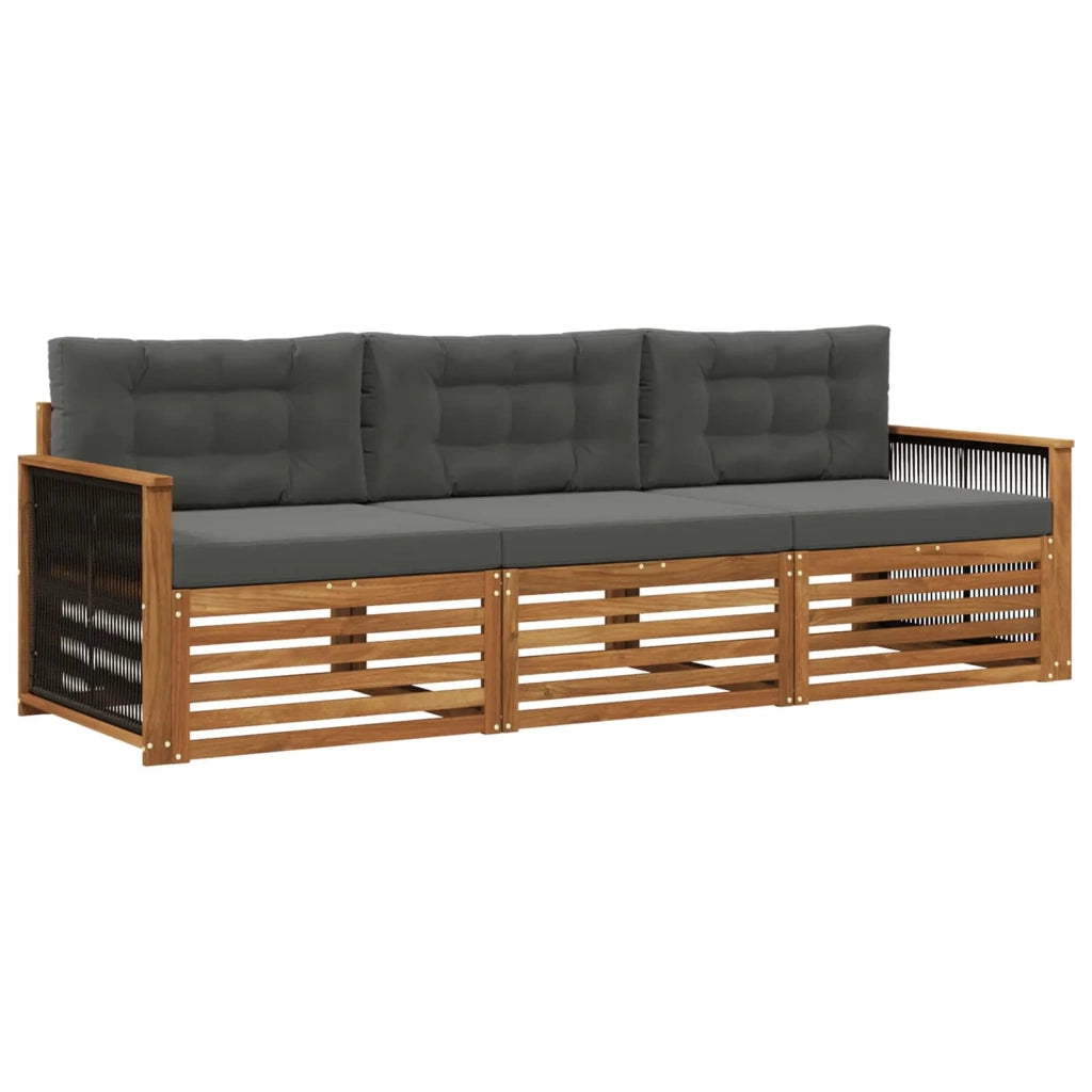 Set di divani da esterno con cuscino 3 pcs Naturale e Antracite 3382965