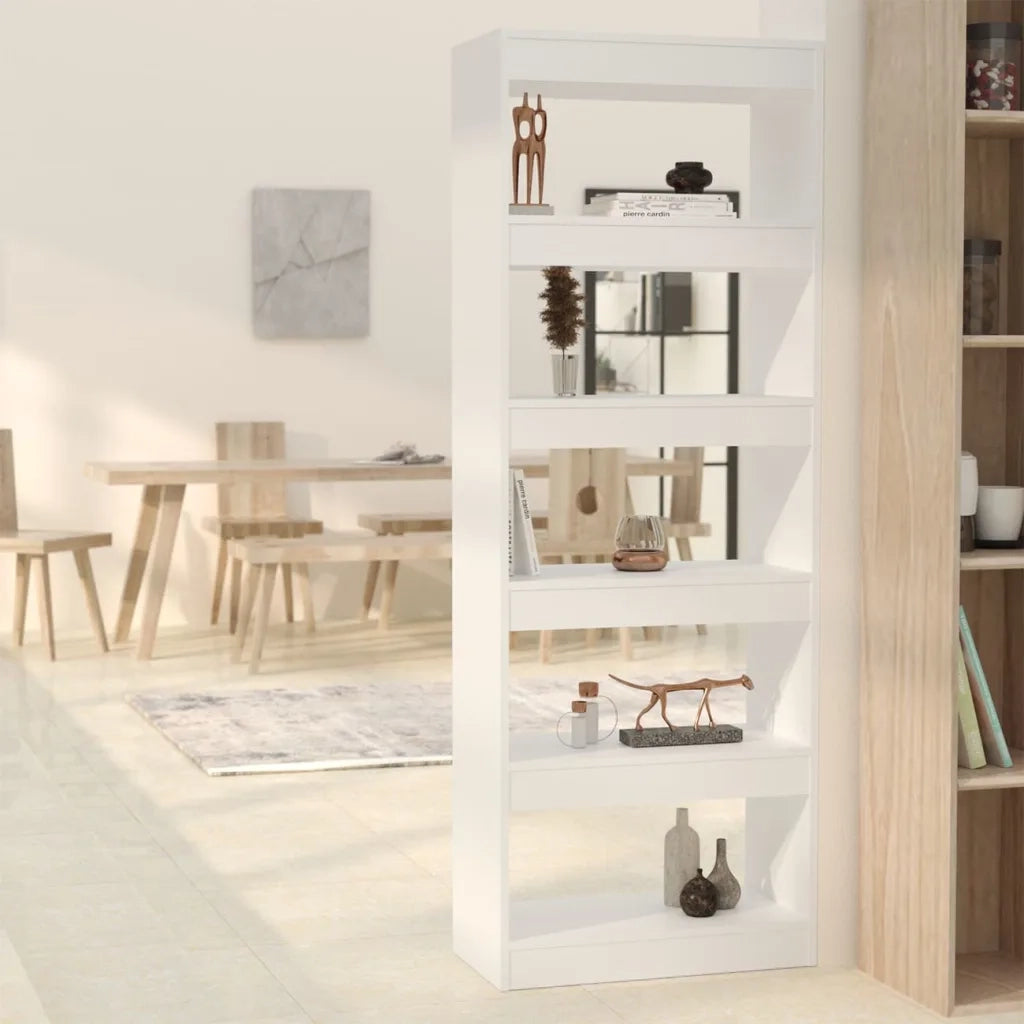 Libreria Divisorio-Scaffale per Libri-Mobile di Stoccaggio Bianco 60x30x166 cm in Truciolato