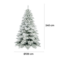 Albero di Natale Artificiale Floccato Effetto Realistico Innevato 240 cm 1719 Rami Bianco Effetto Neve