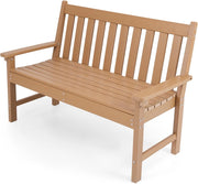 GIANTEX Panca da giardino per 2 persone, panca da parco in plastica con schienale alto, panca da esterno, resistente alle intemperie, per giardino, patio, terrazza, 132 x 65 x 91 cm