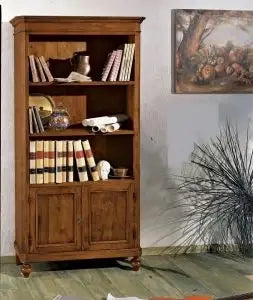 Libreria cipolla in legno arte povera noce scuro