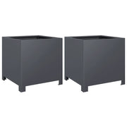 2 pz Fioriere | Cassetta per fiori | Vaso da Giardino Antracite 40x40x40 cm in Acciaio