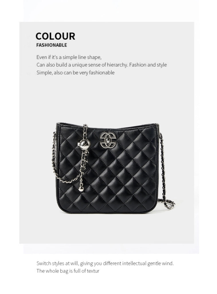 Borsa a tracolla da donna in vera pelle, grande capacit¨¤, colore nero.