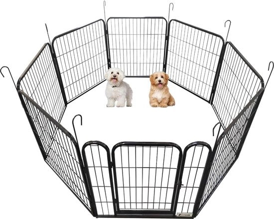 Banco per cani a 8 pannelli in acciaio 78x60 cm - Recinzione per cuccioli