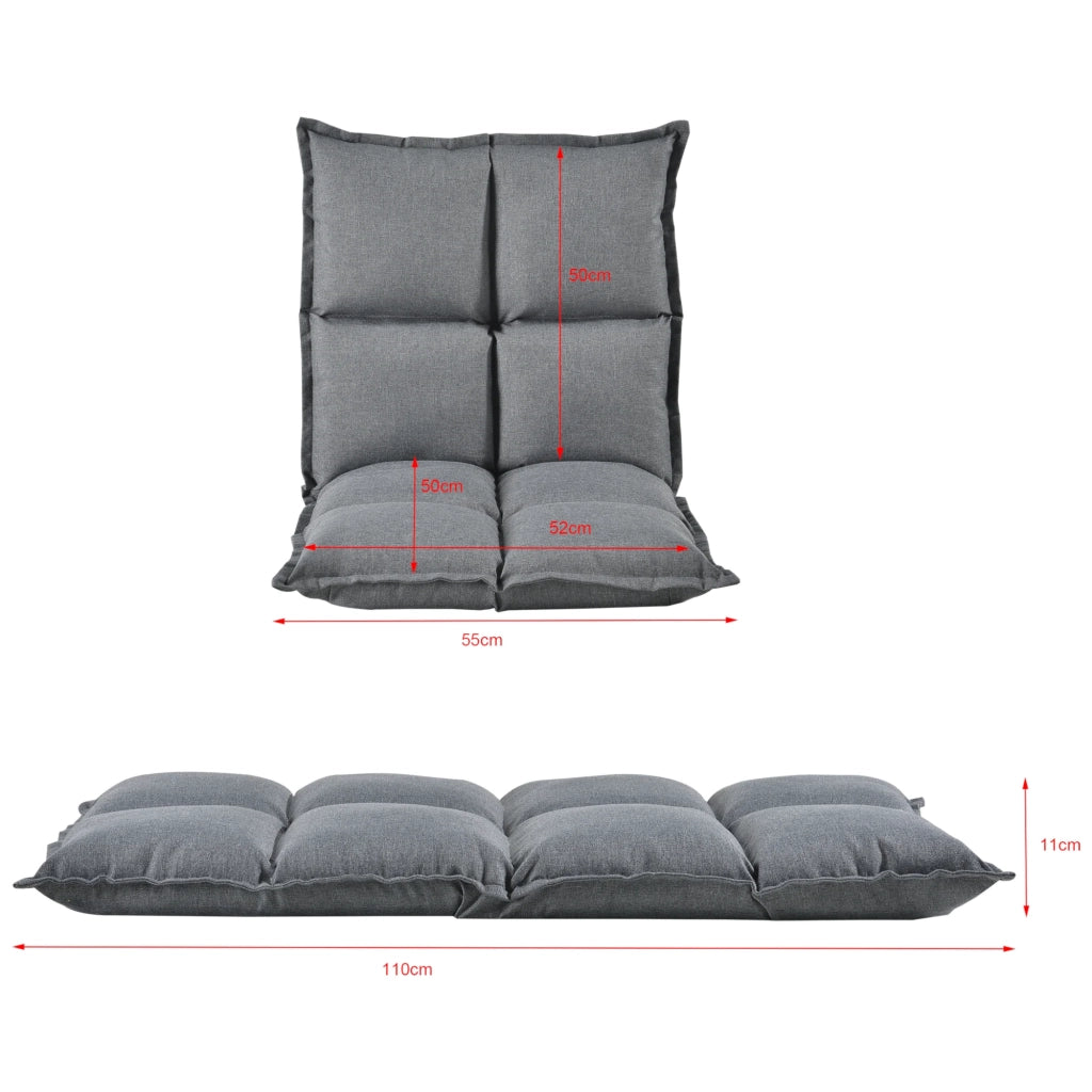 Seduta imbottita con schienale regolabile cuscino per sedia letto spugna 100% poliestere struttura in metallo 110 cm grigio chiaro 03_0003759