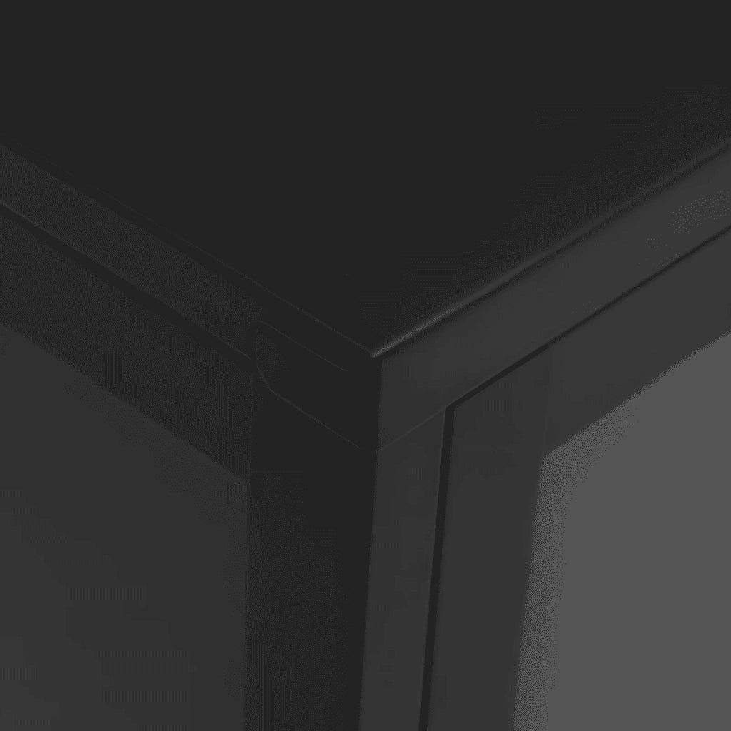 Credenza-Buffet-Armadio da cucina Nera 75x35x105 cm in Acciaio e Vetro
