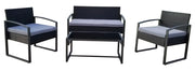 Set da Giardino Divano Poltrone e Tavolino in Polyrattan Becker Levanto Nero