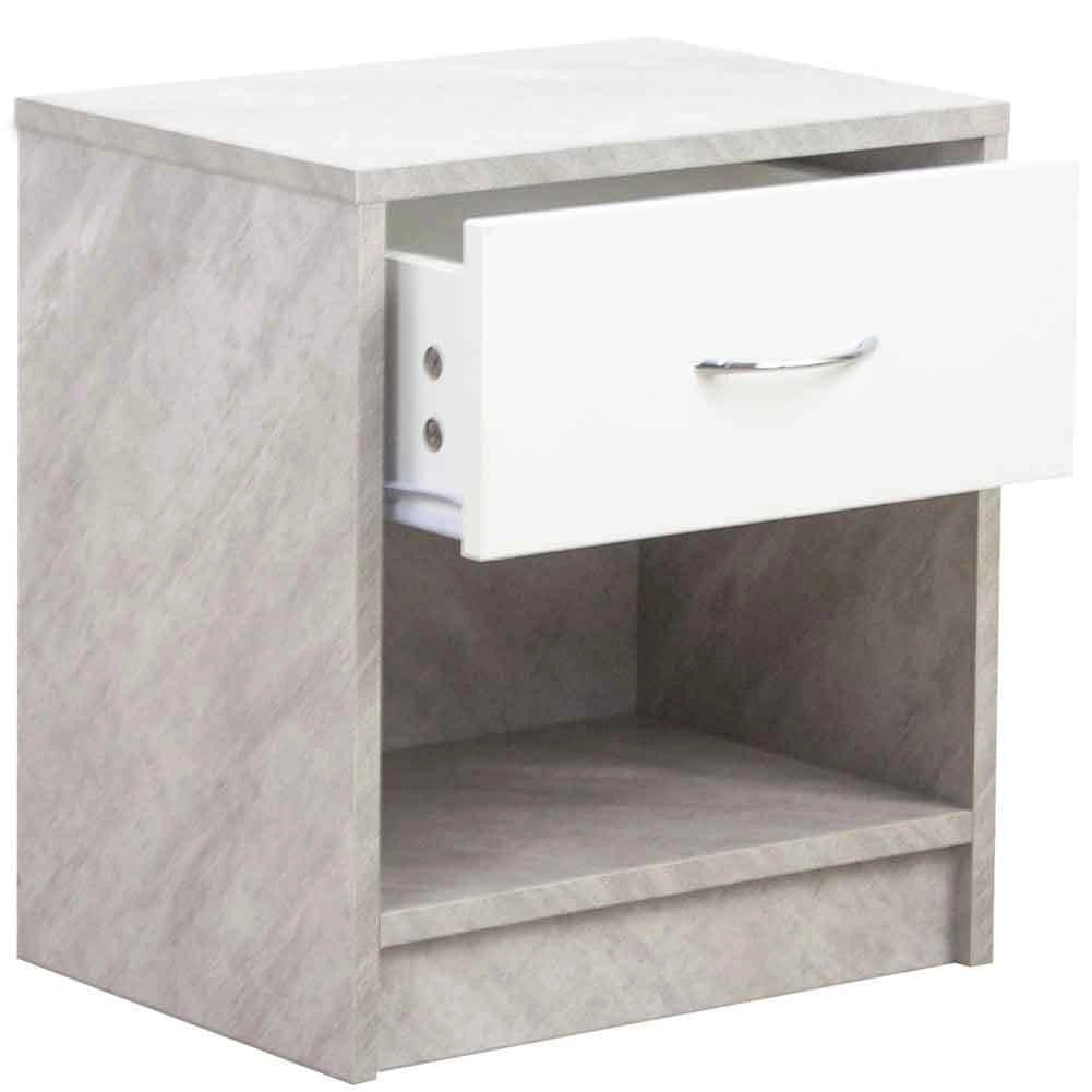 Cassettiera Mobile Comodino Cassetto e Ripiano Inferiore Semplice Design Minimal