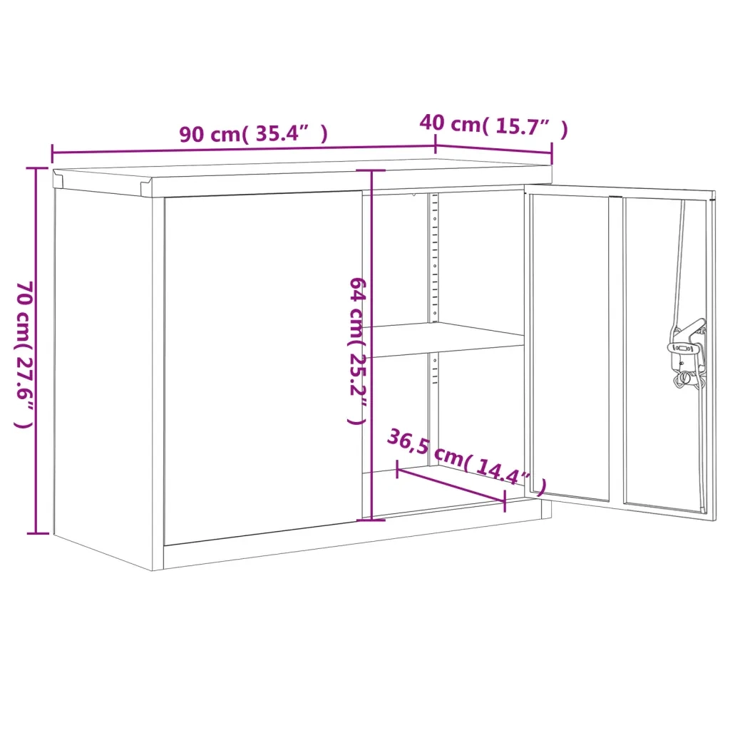 Armadio Classificatore Antracite 90x40x70 cm in Acciaio CFW6398564
