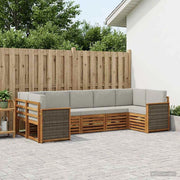 Set di divani da esterno 6 pz Naturale e Grigio Chiaro 3384797