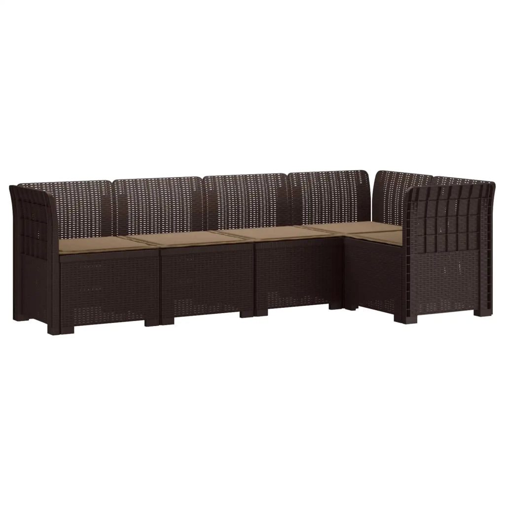 Divano da Giardino 5 Posti con Cuscini Stile Rattan PP Marrone 3444040