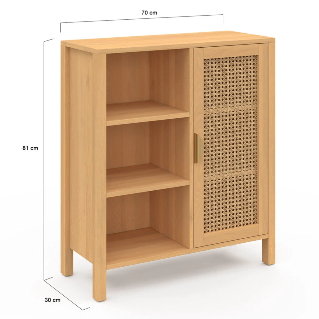 IDMarket - EDHEN Aparador y armario de 3 estantes con caña 70 cm