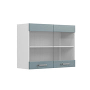 Vicco Mobile da cucina in vetro Grigio-blu 80 cm