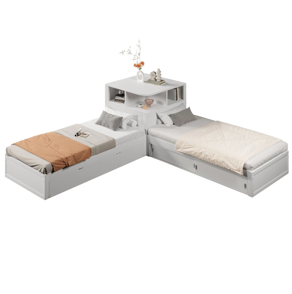 Letto singolo 90x200 con letto estraibile, vano con ante scorrevoli e luce LED