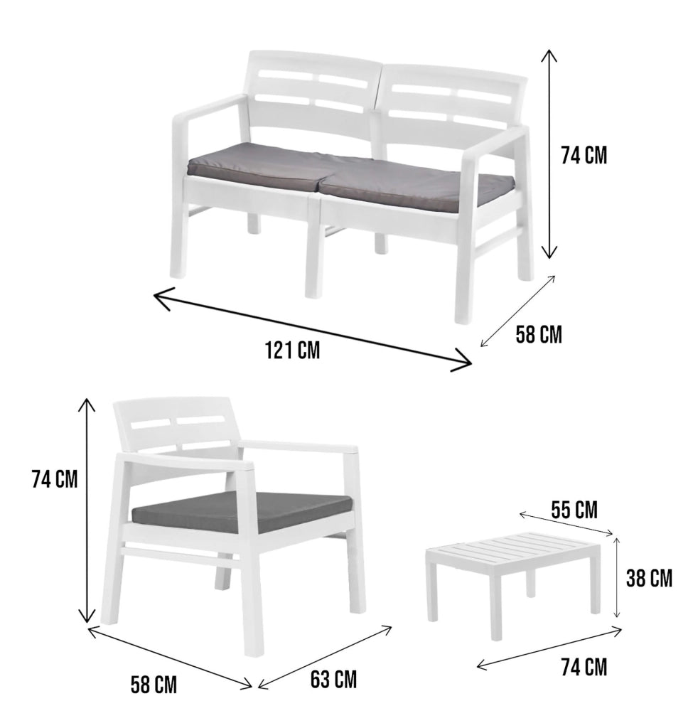 Salottino Outdoor Arti, set Salotto da Esterno 4 Posti Made in Italy, Bianco