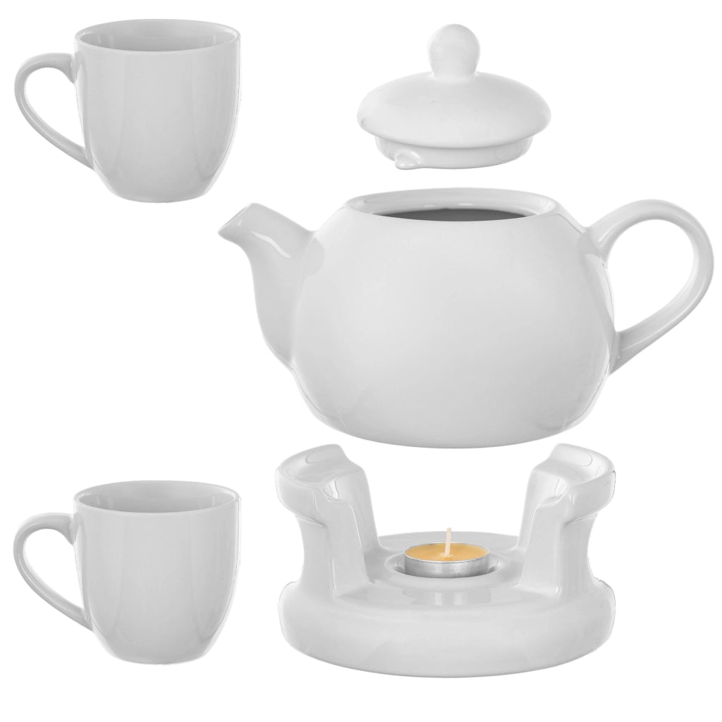 Teiera KADAX con riscaldatore, 1 litro, in ceramica, confezione regalo con 2 tazze.
