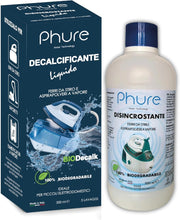 PHURE BIO DECALK Decalcificante Disincrostante Concentrato Universale ferri da stiro e aspirapolveri vapore, per piccoli elettrodomestici Compatibile con tutte le marche Biodegradabile 500ml