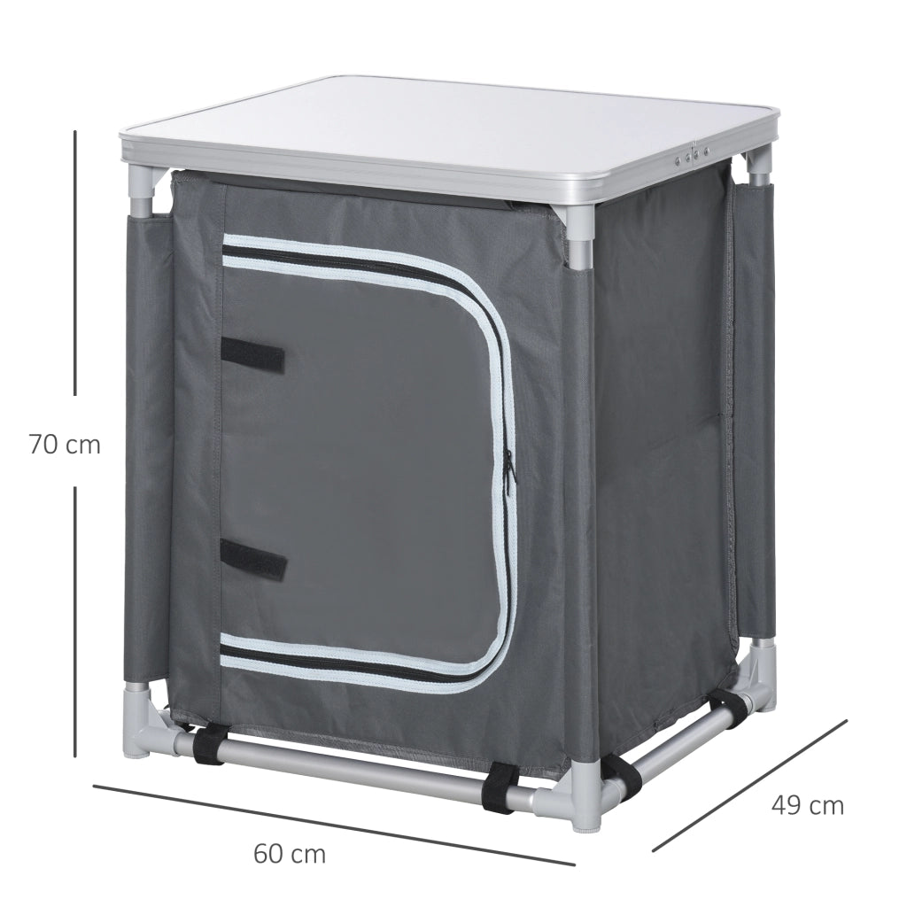 Mobile da cucina pieghevole ¨C Xylo ¨C 2 ripiani alluminio e tessuto Oxford 60x49x70cm grigio