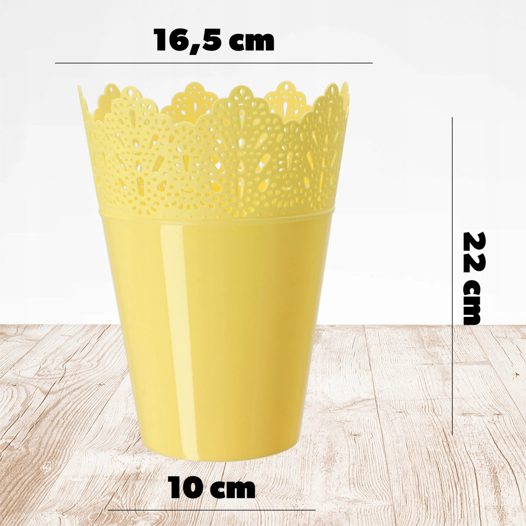 Vaso da fiori KADAX, vaso da fiori, coperchio, alto, in plastica, 16,5 cm, giallo