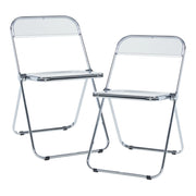 Set di 2 sedie pieghevoli da esterno per giardino campeggio e terrazza 74 x 46 x 47 cm trasparenti 03_0009648
