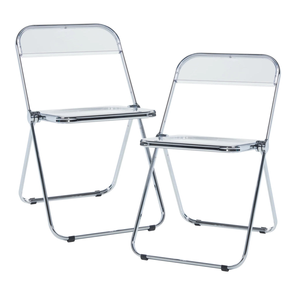 Set di 2 sedie pieghevoli da esterno per giardino campeggio e terrazza 74 x 46 x 47 cm trasparenti 03_0009648