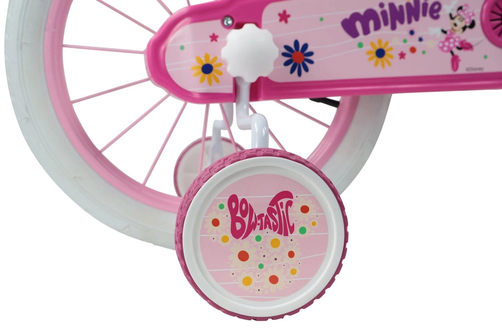 Bicicletta per Bambine 16" Disney Minnie Freni Caliper e Stabilizzatori in Acciaio Hi-Ten Rosa