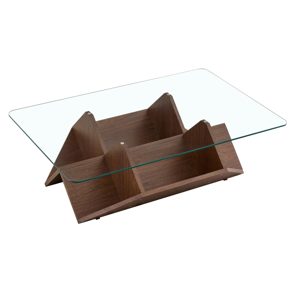 Tavolino da Caff¨¨ con Ripiani ¨C Xylo ¨C Vetro Temperato e MDF, Effetto Noce, Moderno