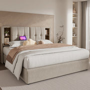 letto imbottito lino naturale 160 x 200 cm