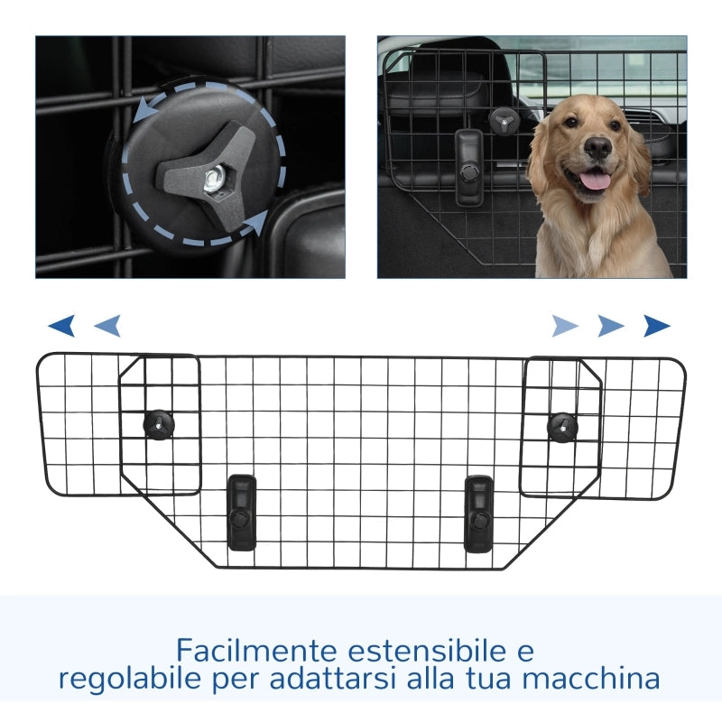 Rete divisoria universale per cani da auto, protezione per bagagliaio, regolabile da 90 a 120 cm, in metallo