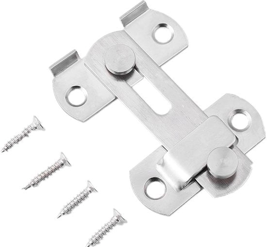 Blocco Porta a Scorrimento - Blocco di Sicurezza con Tirante - Sicurezza Porta - Blocco in Acciaio Inossidabile - 70 x 50 mm - Protezione di Sicurezza