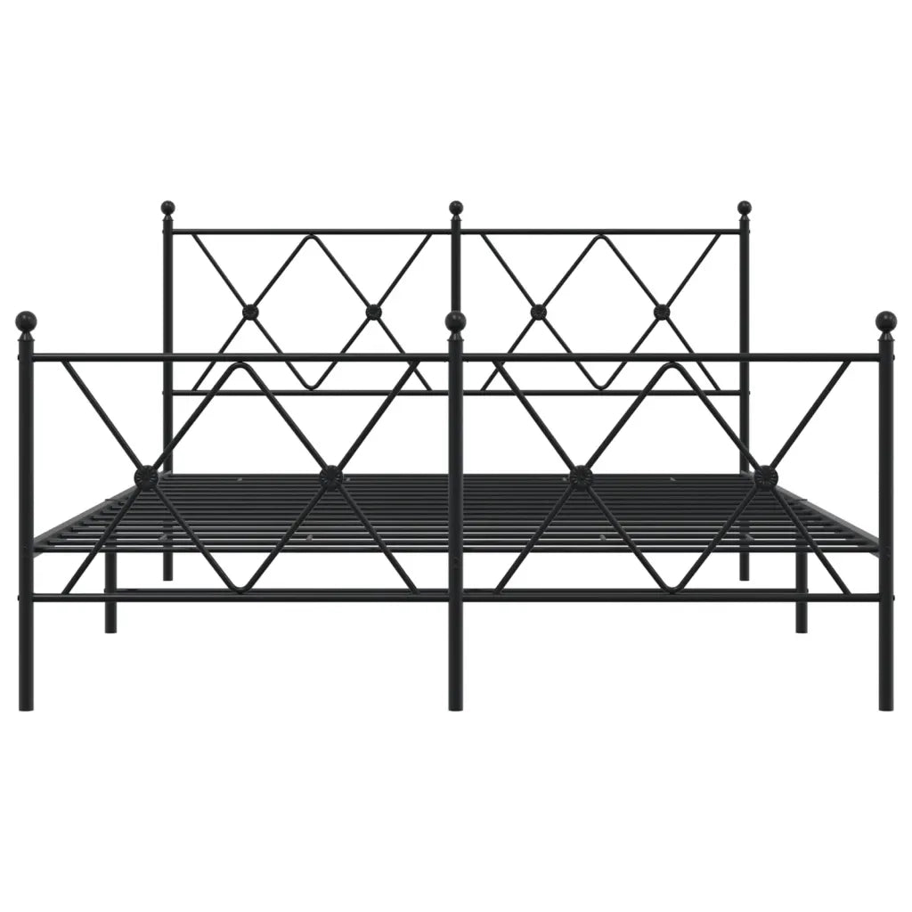 Giroletto con Testiera e Pediera Metallo Nero 137x190 cm