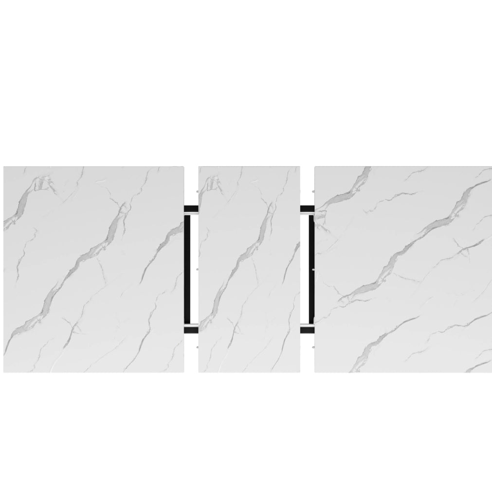 Tavolo da pranzo allungabile 140-179.5x80x75.5 cm; MDF; metallo; bianco/nero