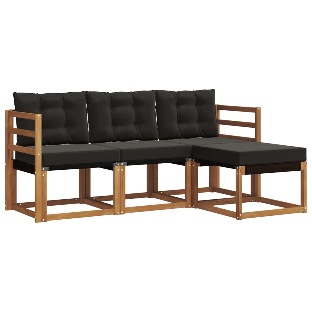 Set di divani da esterno con cuscino 4 pcs Naturale e Nero 3368535