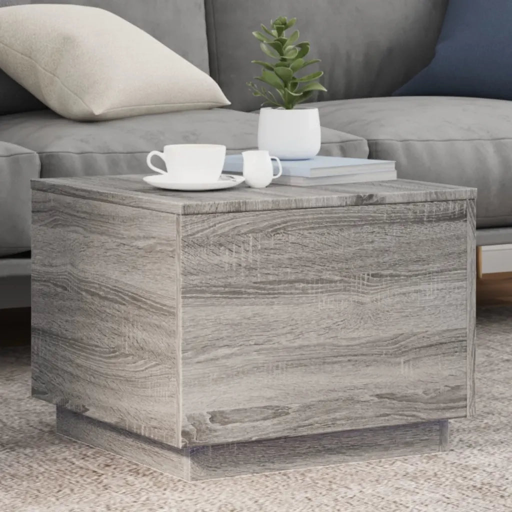 Tavolino da Salotto con Luci LED-Tavolino da soggiorno Grigio Sonoma 50x50x40 cm 622327