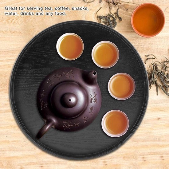 Tavolo da Servire Rond 33 Cm - Tavolo in Legno - Resistente e Sostenibile - Base Antiscivolo - Ideale per Snack e Bevande - Design Elegante - Piatto da Servire