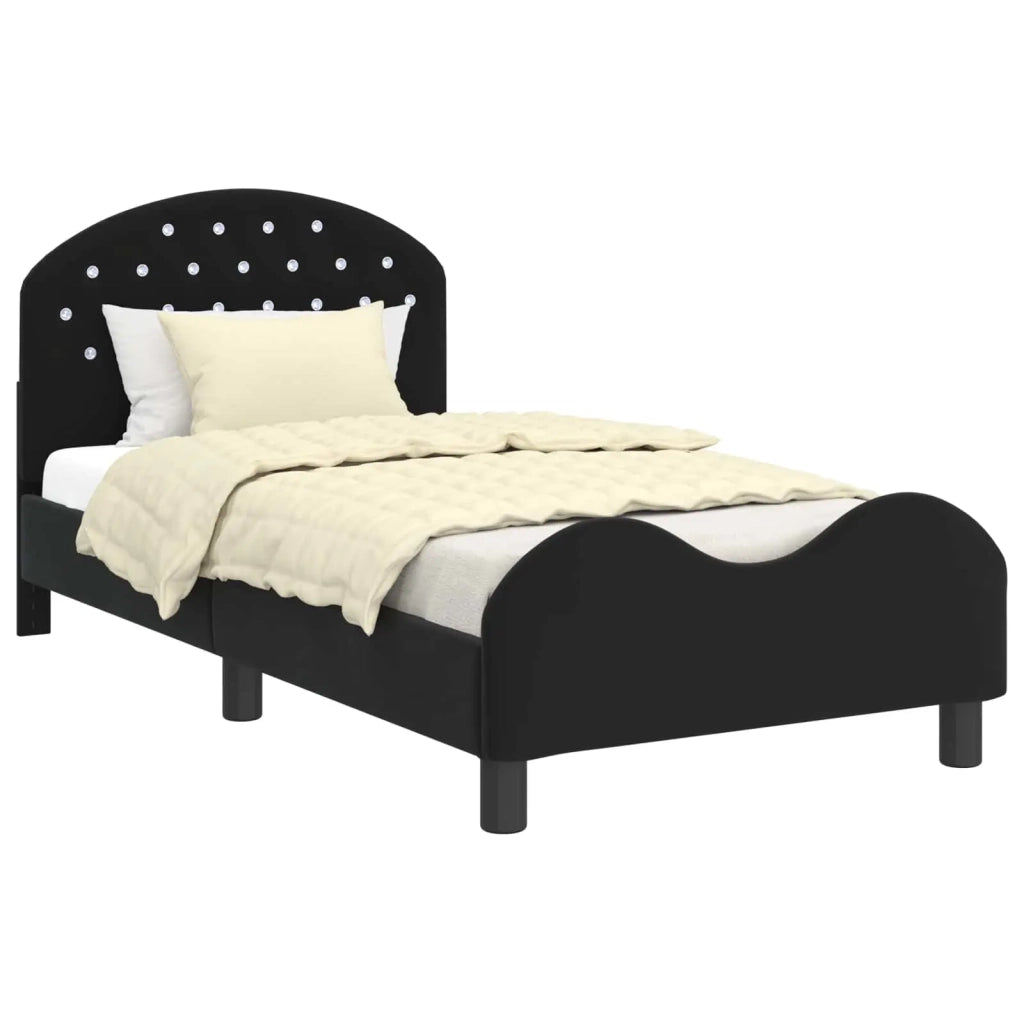 Struttura letto bambini con testata Nero 80 x 160 cm Velluto