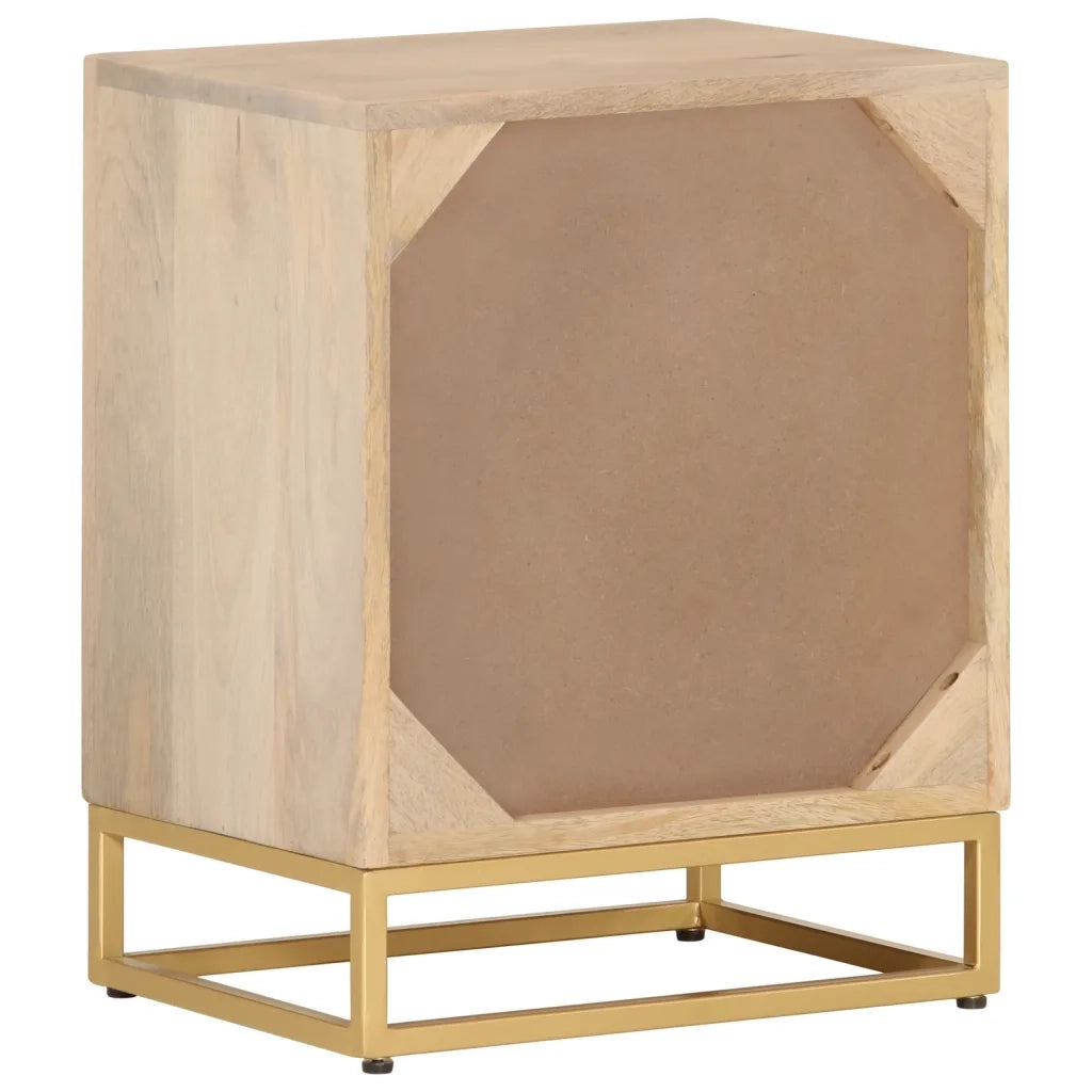 Comodino | Armadio da Notte | Mobiletto da notte 40x30x50 cm in Legno Massello di Mango e Ferro